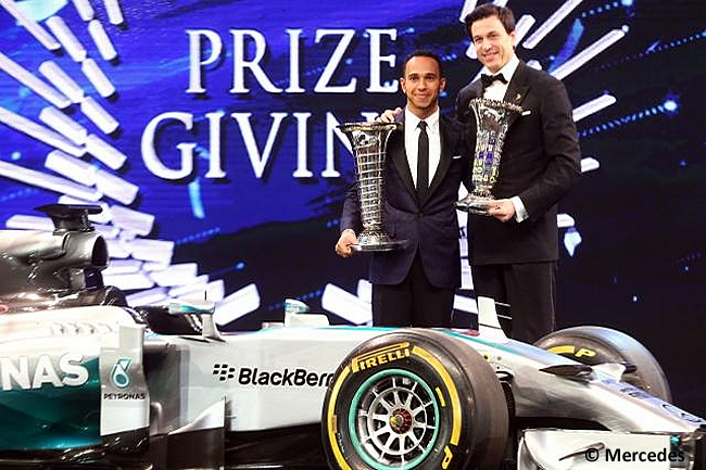 Lewis Hamilton - Toto Wolff - Mercedes - Gala Premios FIA 2014