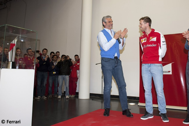 Sebastian Vettel - Scuderia Ferrari - Celebración Victoria - GP Malasia 2015 - Maranello