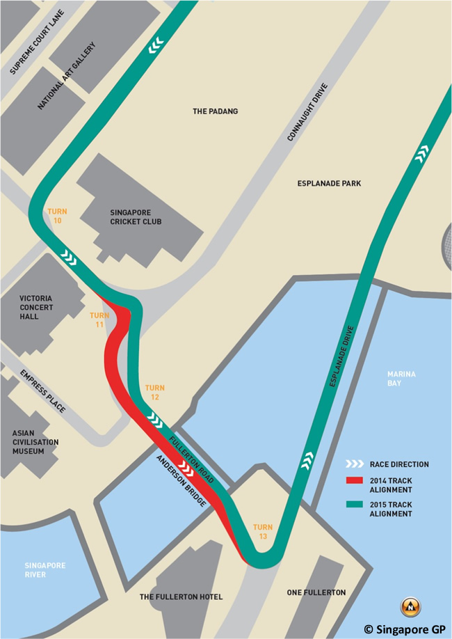 Modificación Trazado Circuito Urbano Singapur 2015