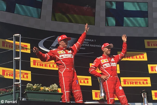 Kimi Raikkonen - Sebastian Vettel - Doblete - Podio Scuderia Ferrari - GP Hungría 2017