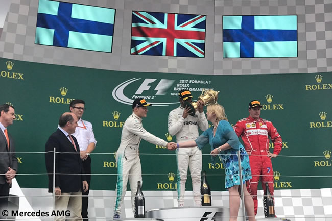 Podio Gran Premio de Gran Bretaña 2017 - Lewis Hamilton - Valtteri Bottas - Kimi Raikkonen