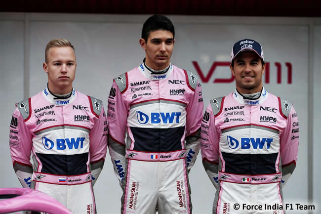 Sahara Force India - 2018 - Pilotos - Sergio Pérez - Esteban Ocon - Nikita Mazepin