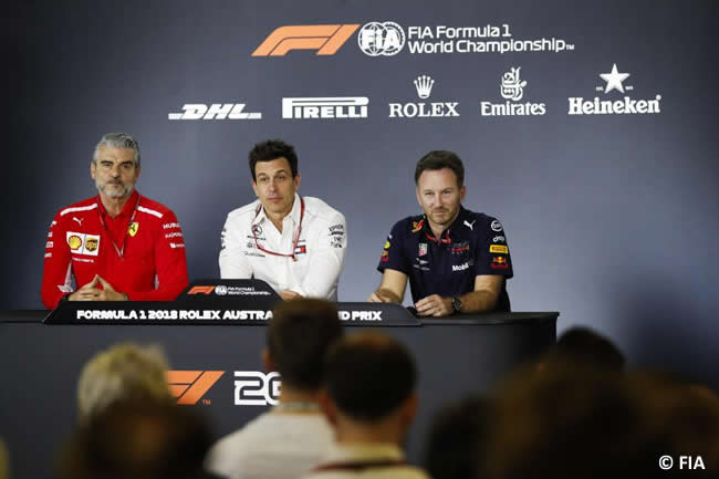 Rueda de Prensa - FIA - GP Australia 2018 - Arrivabene - Wolff - Horner