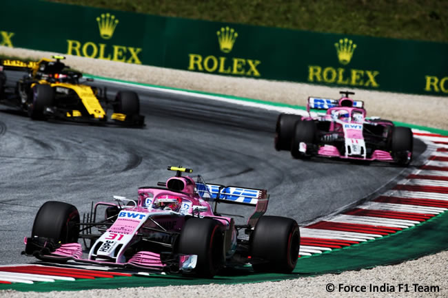 Esteban Ocon - Sergio Pérez - Force India - Carrera GP Austria 2018