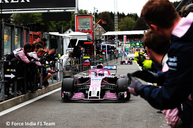 Sergio Pérez - Force India - Carrera Gran Premio Bélgica 2018