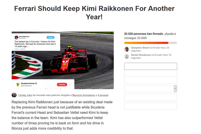 Petición Online - Kimi Raikkonen - Fans 