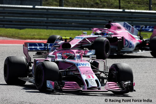 Esteban Ocon - Sergio Pérez -Racing Point Force India - Carrera GP Estados Unidos 2018 -