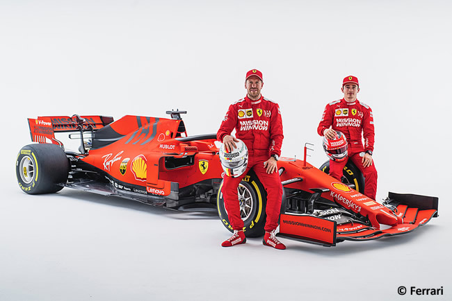 Ferrari - SF90 - Lateral 2019 - Sebastian Vettel - Charles Leclerc